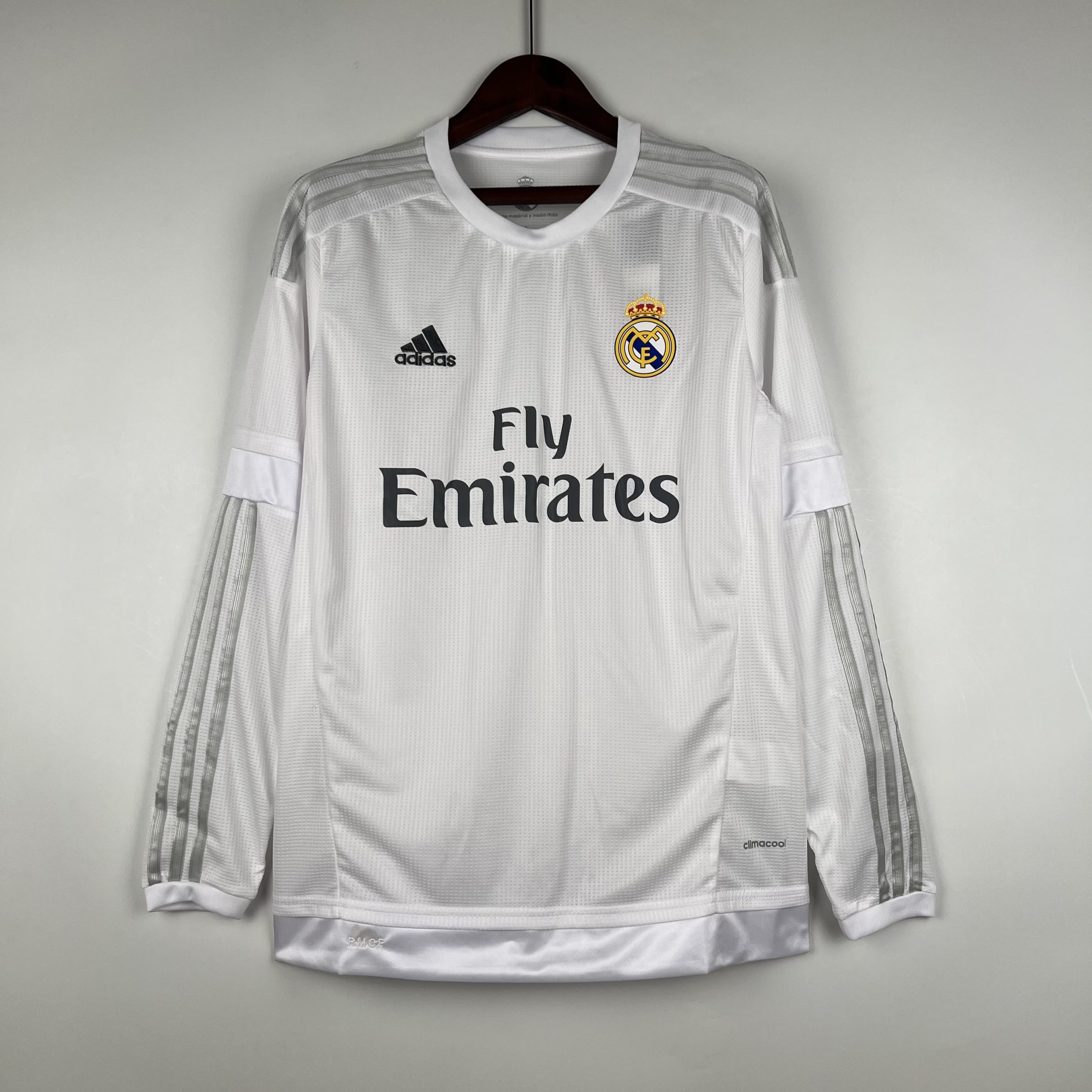 Real Madrid Retro Jersey Home Long Sleeve Custom Soccer Shirt 2015/16