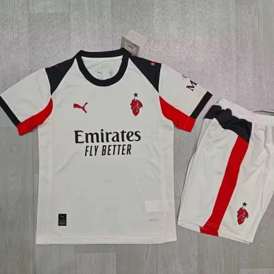 AC Milan Soccer Jersey Away Kids Kit Jersey+Shorts 2025/26
