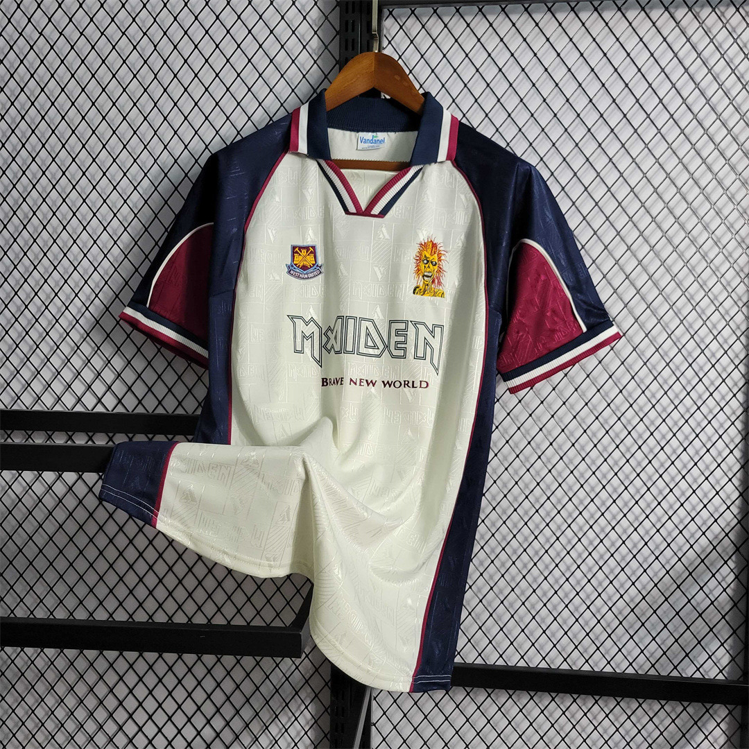 West Ham United Retro Football Jersey Iron Maiden Away Joint Board Shirt 1999/01 - Image 2