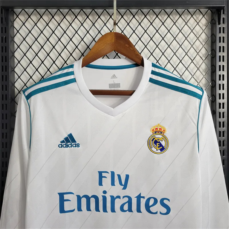 Real Madrid Retro Jersey Home Long Sleeve Custom Soccer Shirt 2017/18 - Image 3