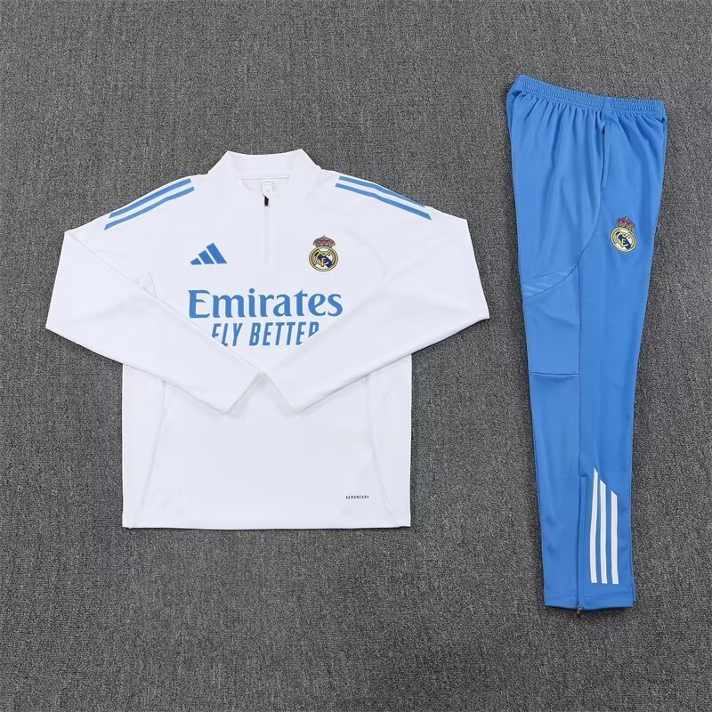 Kids Real Madrid Training Kit (Sweatshirt+Pants) White 2025/26 - Image 3