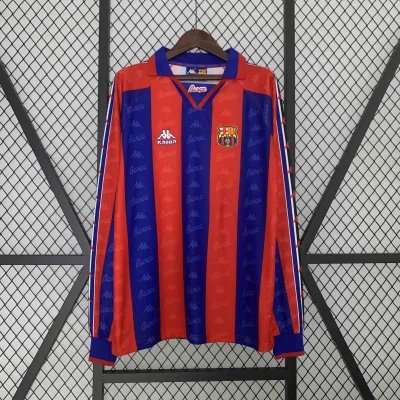 Barcelona Retro Jersey Home Long Sleeve Soccer Shirt 1996-97