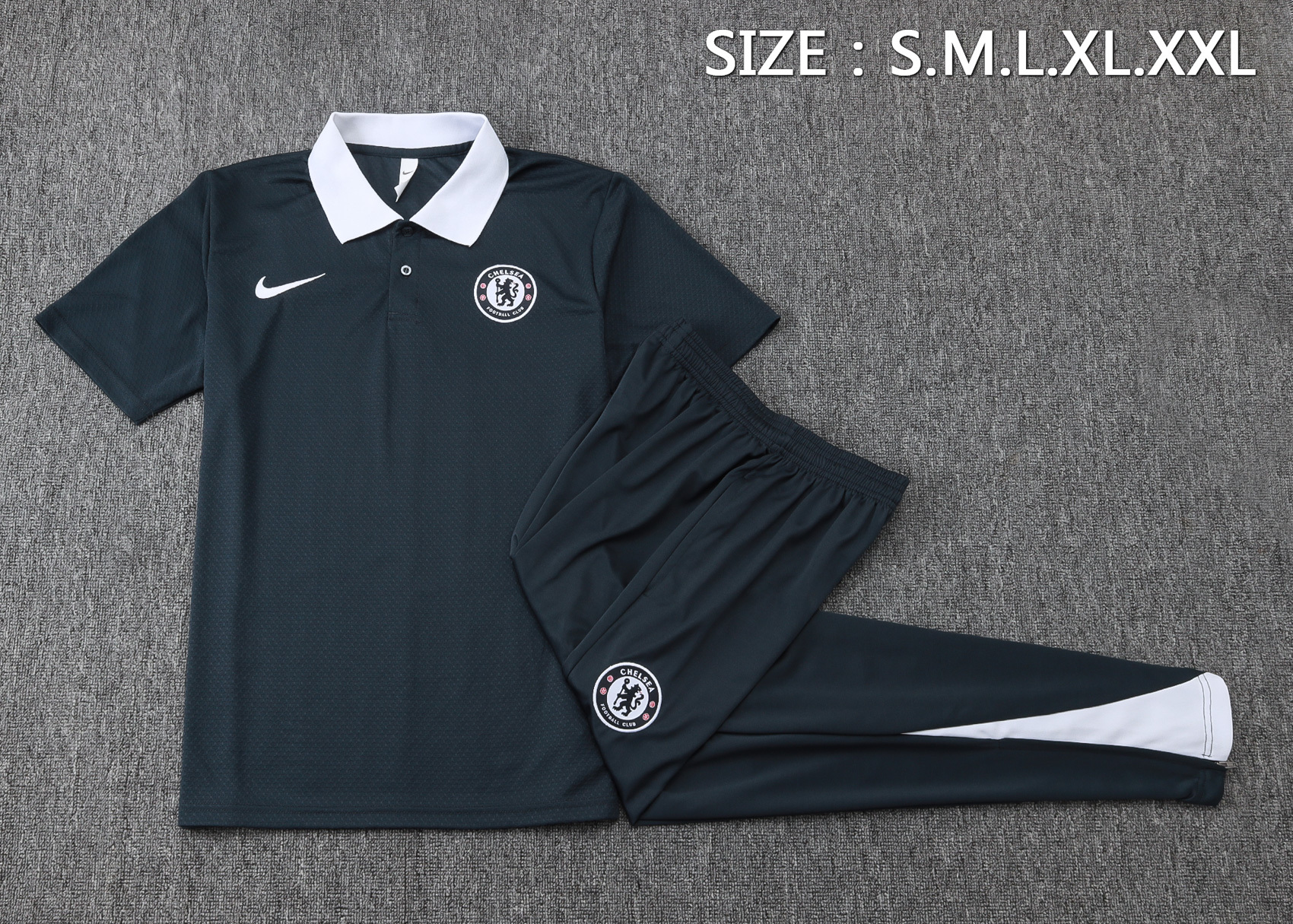 Chelsea Training Kit (Polo+Pants) Deep Grey 2025/26 - Image 4
