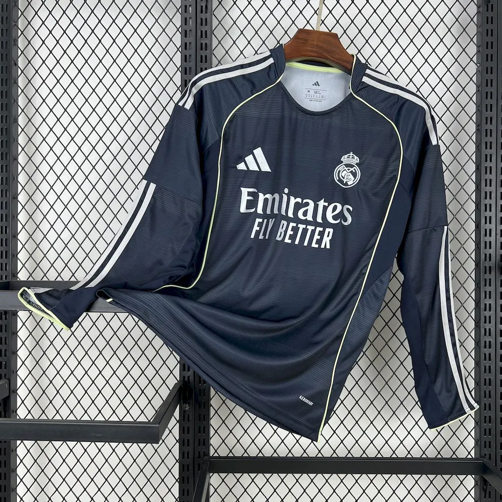 Real Madrid Soccer Jersey Away Long Sleeve Custom Shirt 2025/26