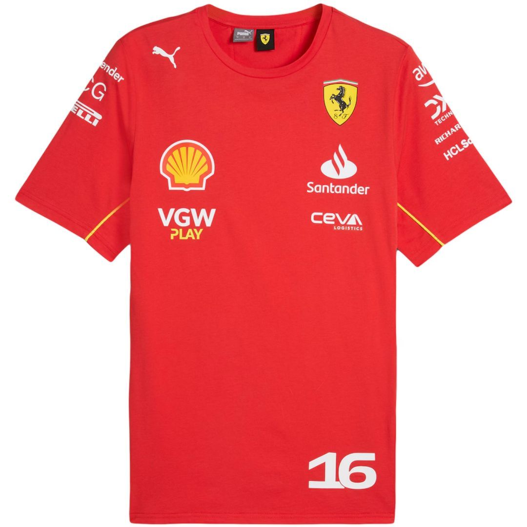 Scuderia Ferrari F1 Racing Team Charles Leclerc Driver T-Shirt 2024 - Image 3