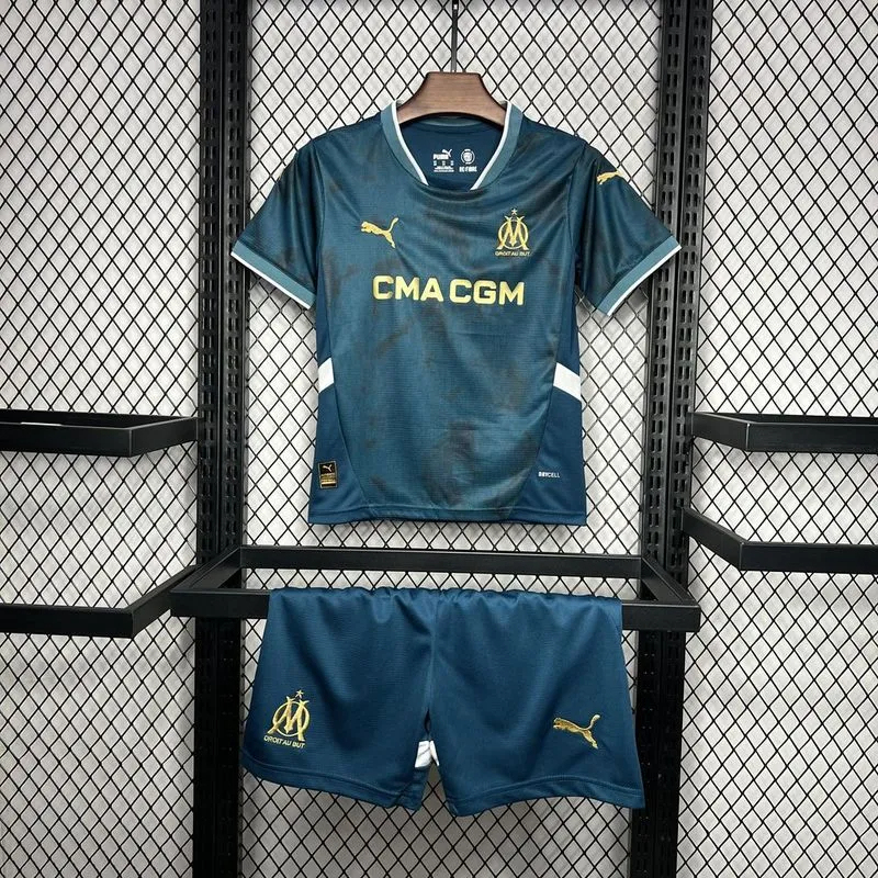 Marseille Soccer Jersey Away Kids Kit Jerseys+Shorts 2024/25