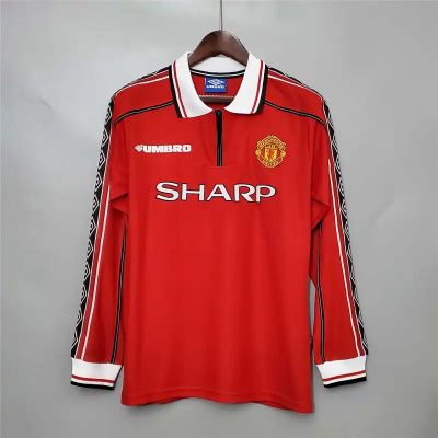Alternative view of Beckham #7 Manchester United Retro Home Long Sleeve Football Jersey Shirt 1998/99