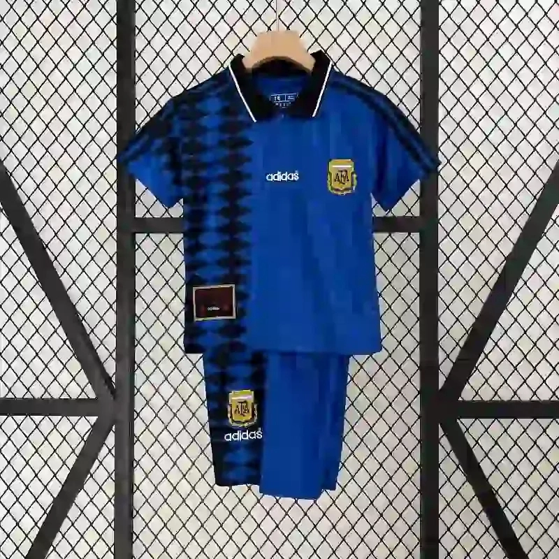 Argentina Retro Away Soccer Uniform Kids Kit Jersey+Shorts World Cup 1994