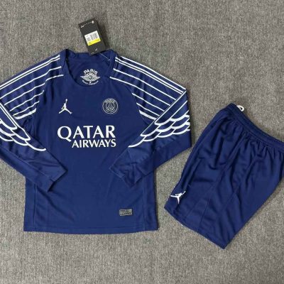 PSG Soccer Jersey Fourth Away Kids Kit Long Sleeve Jersey+Short 2024/25