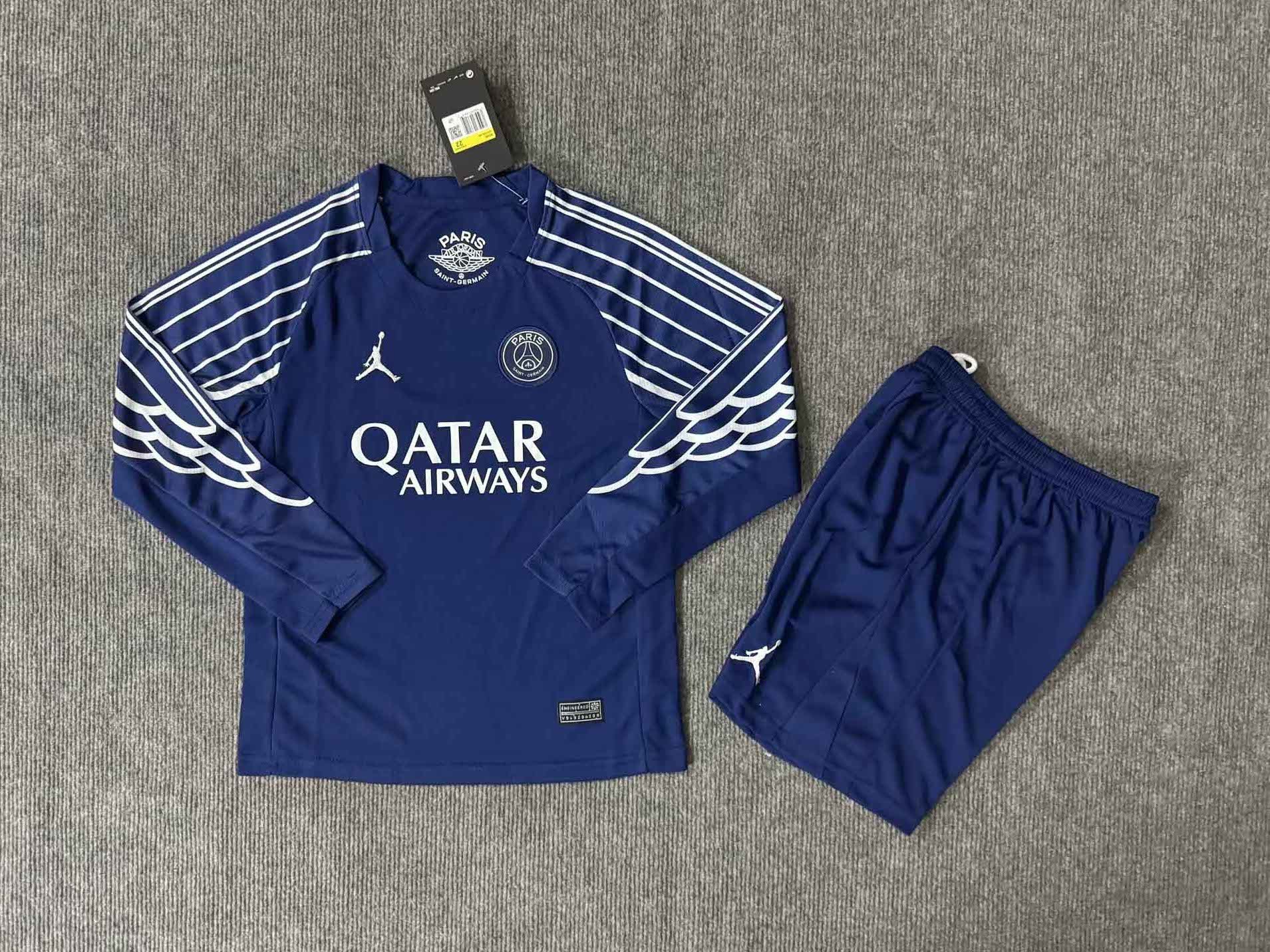 PSG Soccer Jersey Fourth Away Kids Kit Long Sleeve Jersey+Short 2024/25