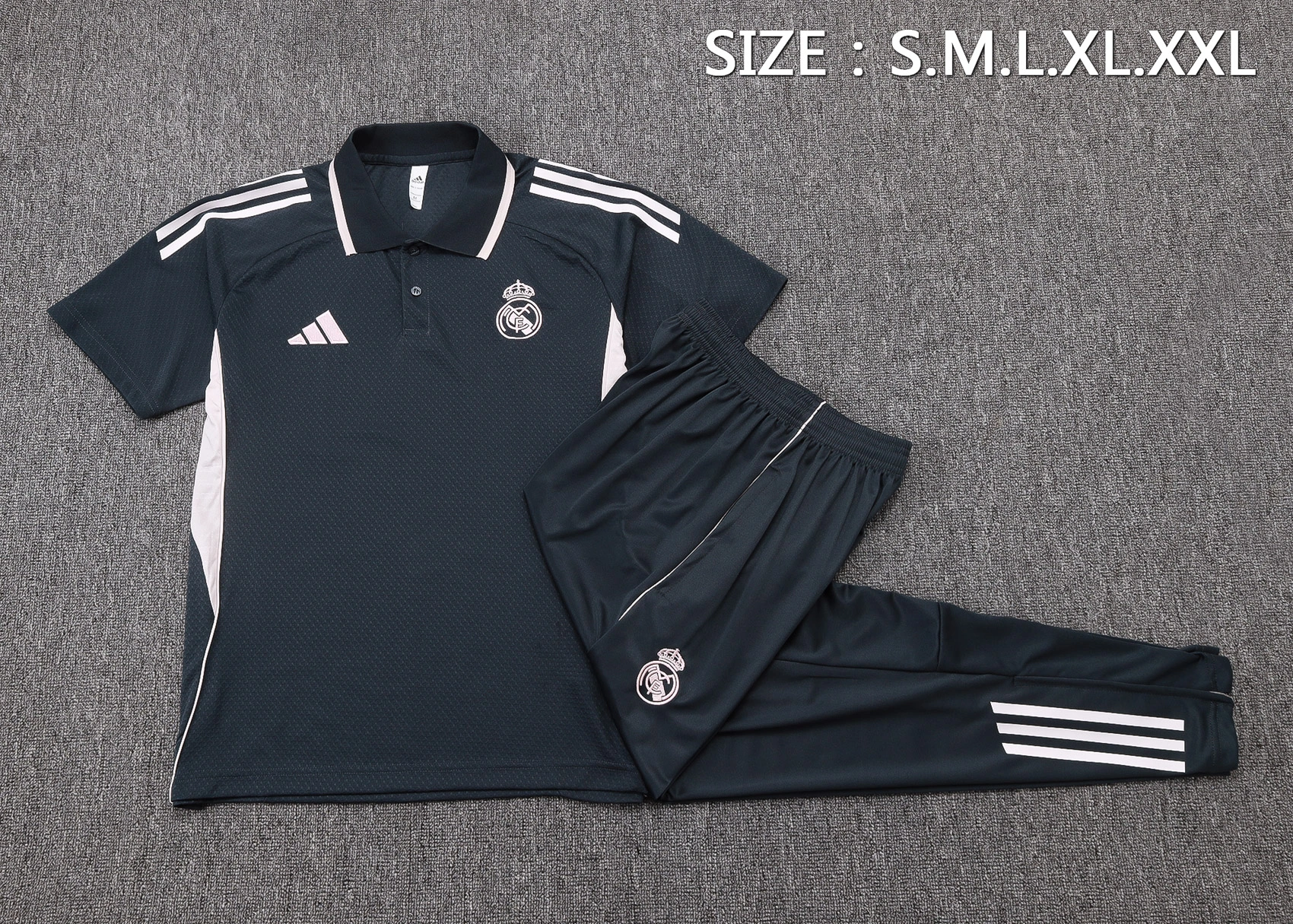 Real Madrid Training Kit (Polo+Pants) Gray 2025/26 - Image 2
