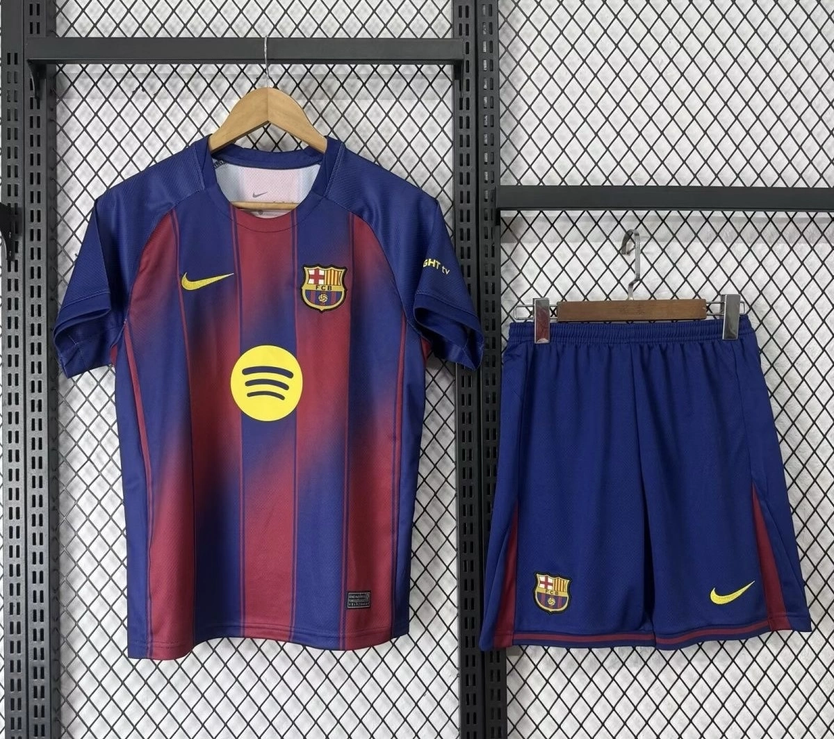 Barcelona Home Soccer Kids Kit Jersey+Shorts 2025/26
