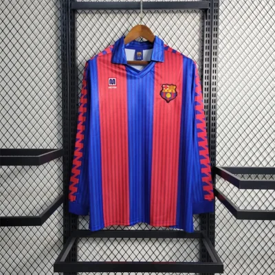 Barcelona Retro Jersey Home Long Sleeve Soccer Shirt 1991-92