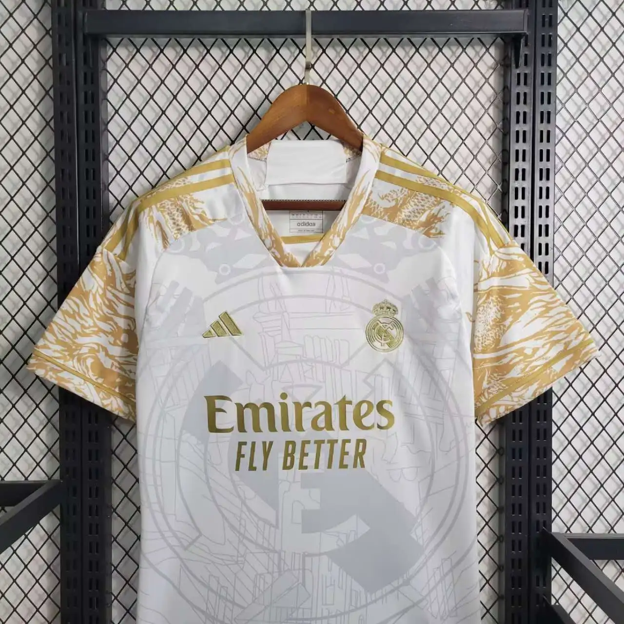 Real Madrid Soccer Jersey Golden & White Custom Shirt 2023/24 - Image 4
