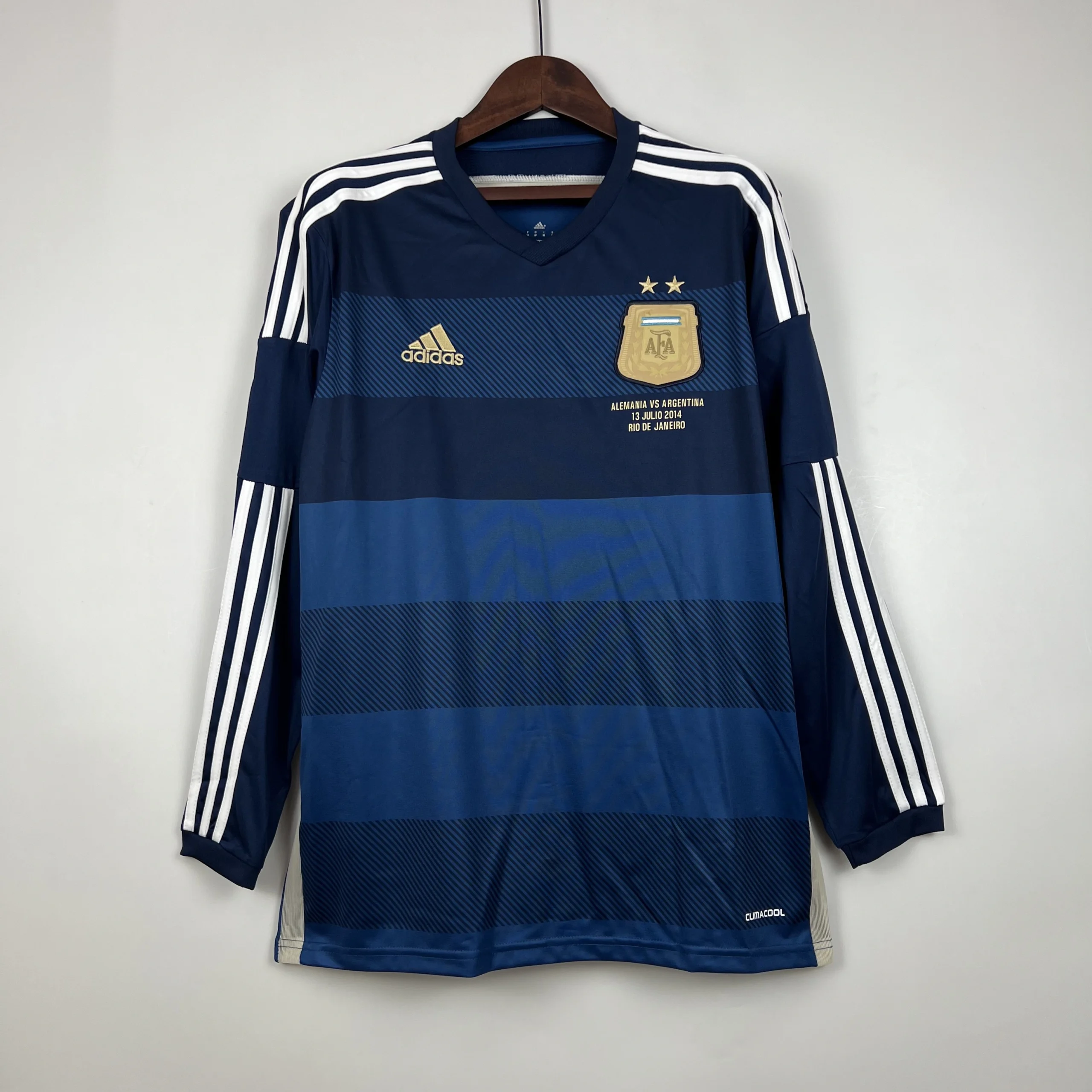 Argentina Retro Jersey Custom Away Long Sleeve Football Jersey 2014