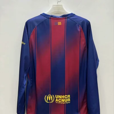 Alternative view of Barcelona Home Long Sleeve Soccer Jersey Custom Shirt 2025/26