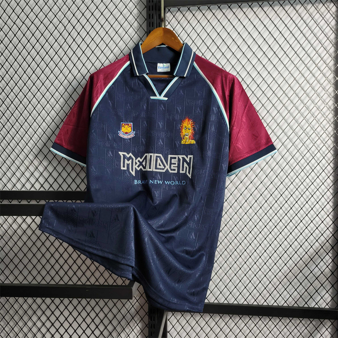 West Ham United Retro Football Jersey Iron Maiden Home Joint Board Shirt 1999/01 - Image 5