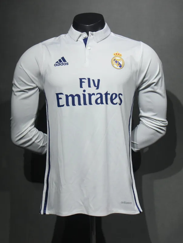 Real Madrid Retro Jersey Home Long Sleeve Soccer Shirt 2016/17