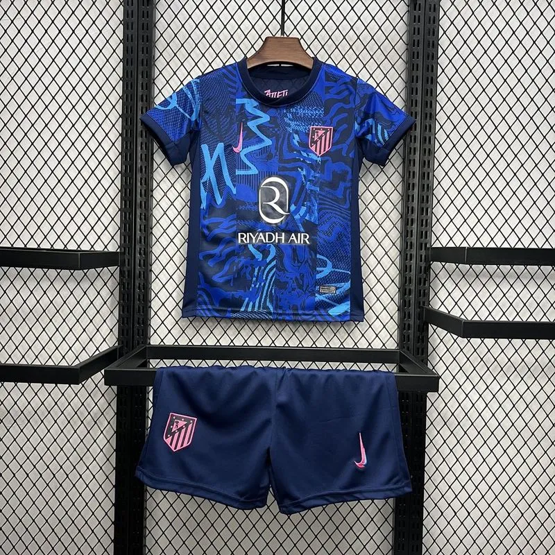 Atletico Madrid Soccer Jersey Third Away Kids Kit Jersey+Shorts 2024/25