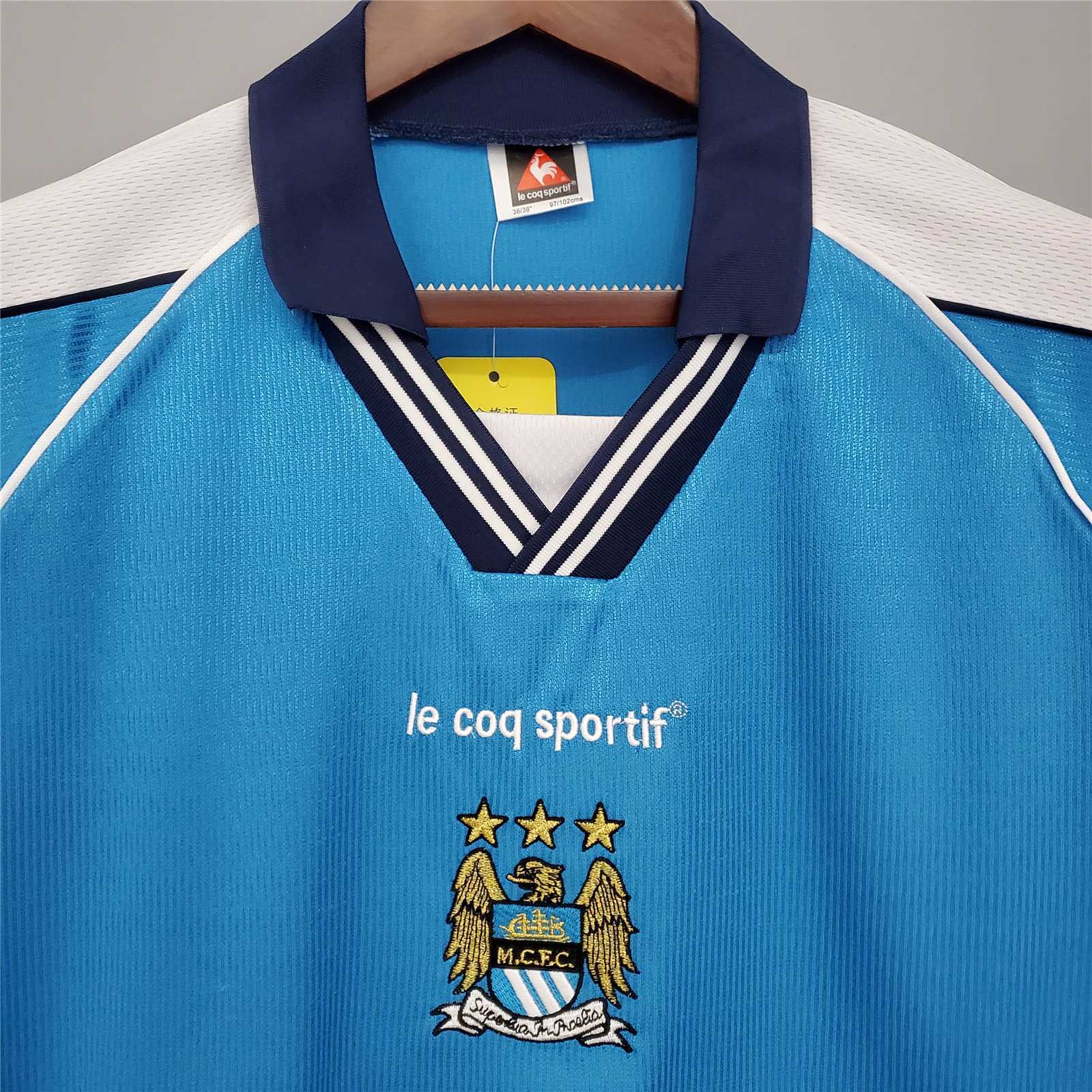Manchester City Retro Home Football Jersey Shirt 1999/01 - Image 6