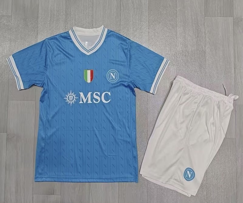 Napoli Soccer Jersey Home Kids Kit Jersey+Shorts 2025-26