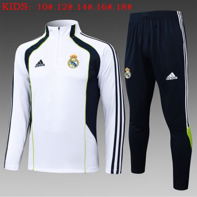 Kids Real Madrid Training Kit (Sweatshirt+Pants) White 2025/26
