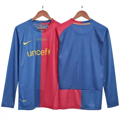 Barcelona Retro Jersey Home Soccer Shirt Long Sleeve 2008/09 - UCL