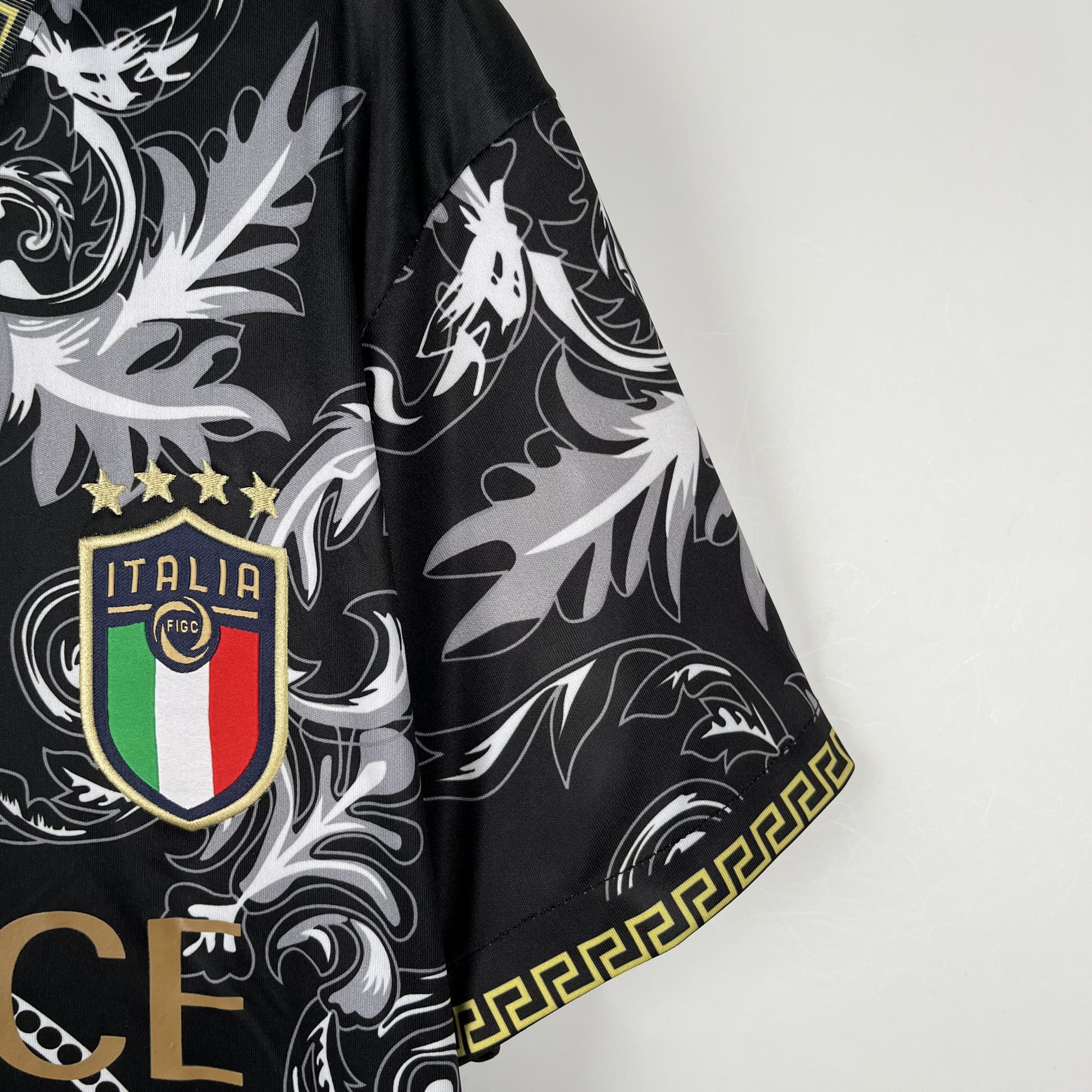 Italy Soccer Jersey x Versace Black Special Edition Custom Shirt 2024 - Image 4