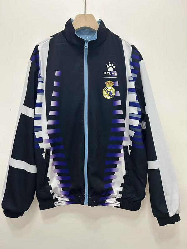 Real Madrid Retro Reversible Double-Sides Windbreaker Jacket White 1997-98