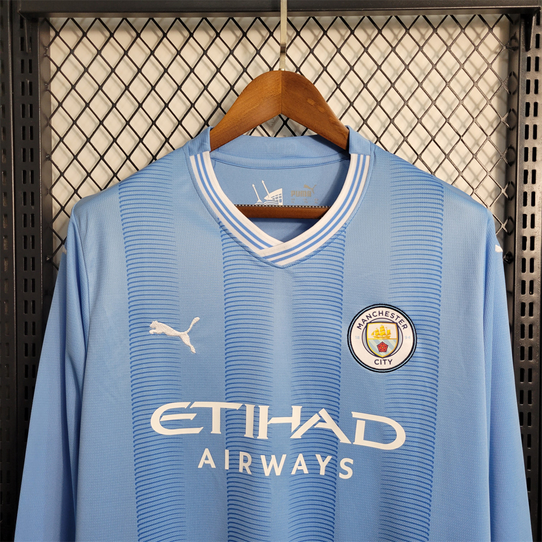 Manchester City Football Jersey Home Long Sleeve Shirt 2023/24 - Image 2