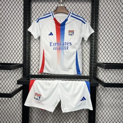 Olympique Lyonnais Football Jersey Home Kids Kit Jerseys+Shorts 2024/25