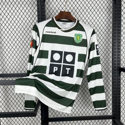 Sporting CP Retro Soccer Jersey Home Long Sleeve Custom Shirt 2001/03