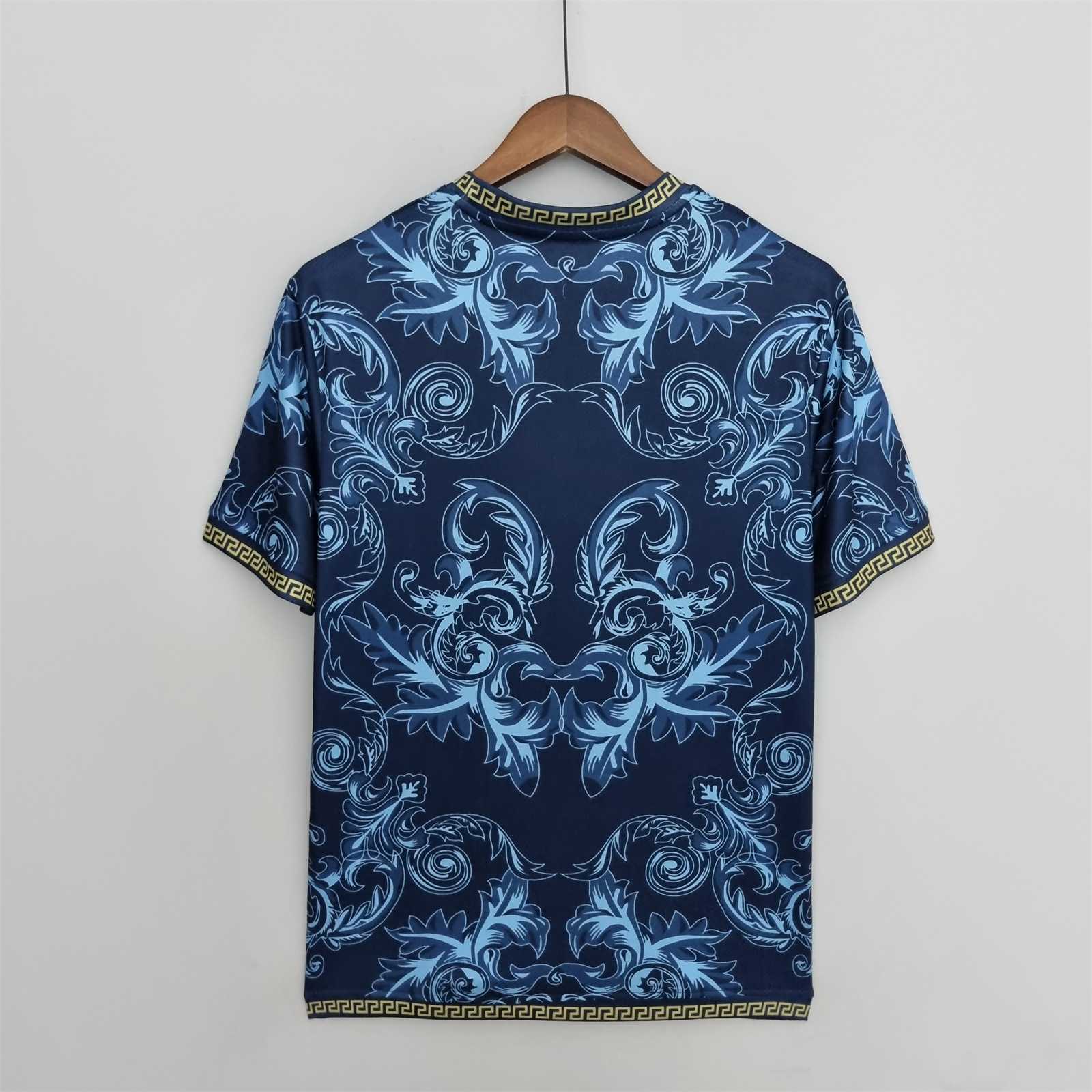 Italy Soccer Jersey x Versace Blue Special Edition Custom Shirt 2022 - Image 2