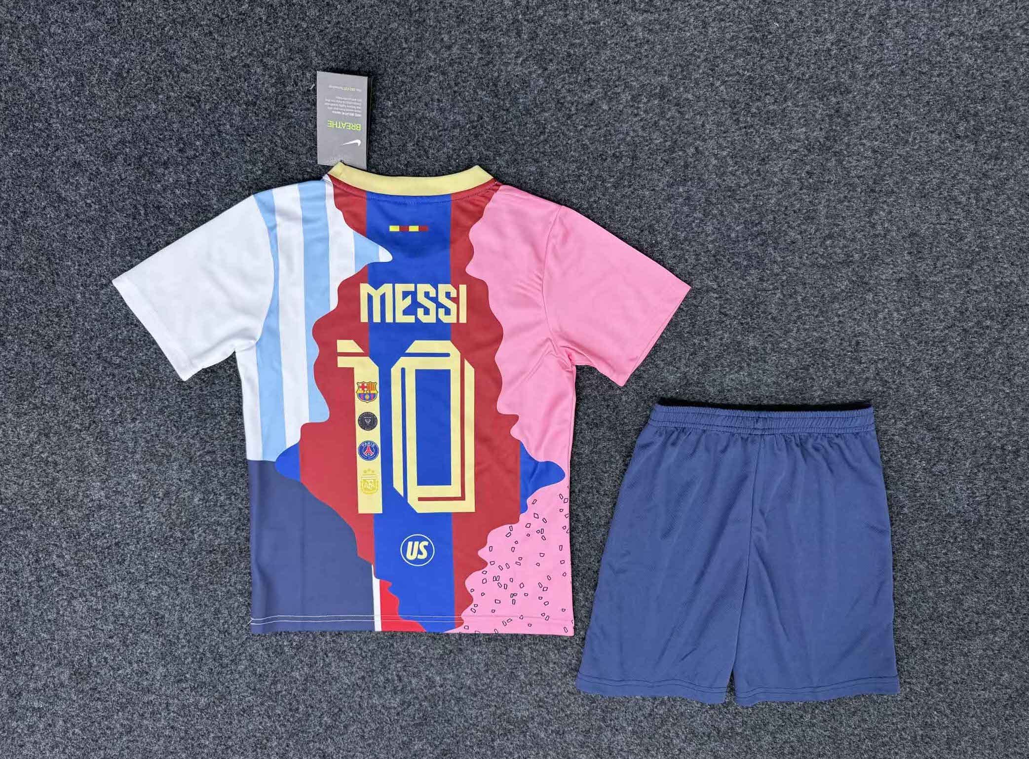Messi Commemorative Edition Kids Kit Jersey+Shorts 2025/26 - All Club Mix - Image 2