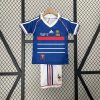 France Retro Home Kids Kit Jersey+Shorts Custom Shirt World Cup 1998