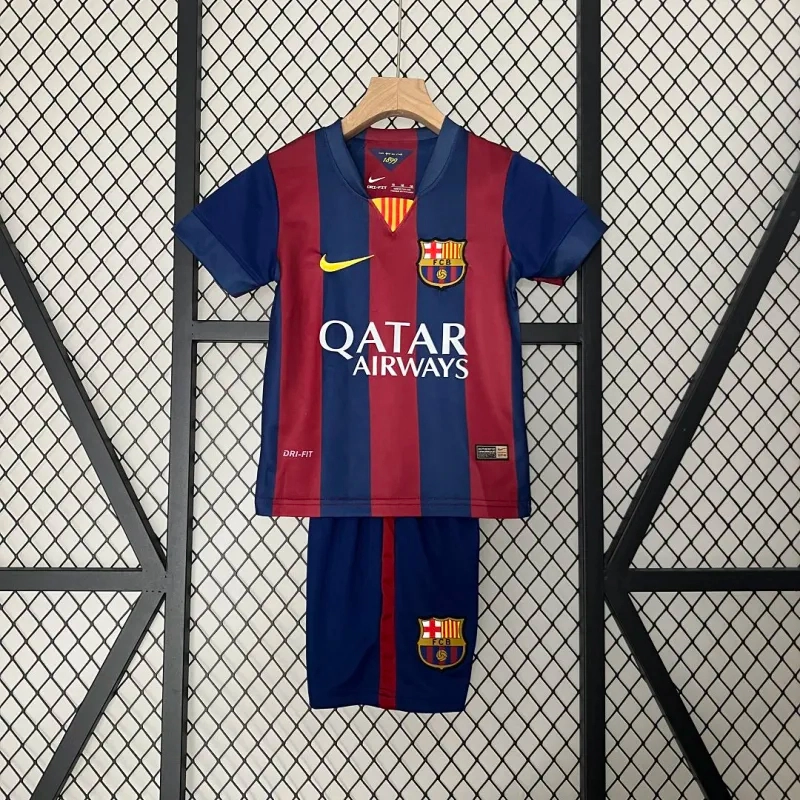 Barcelona Retro Jersey Home Kids Kit Jersey+Shorts 2014-15