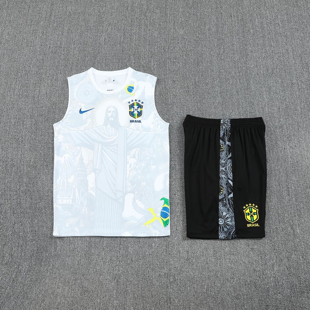 Brazil Sleeveless Training Kit White 2025 - Image 3