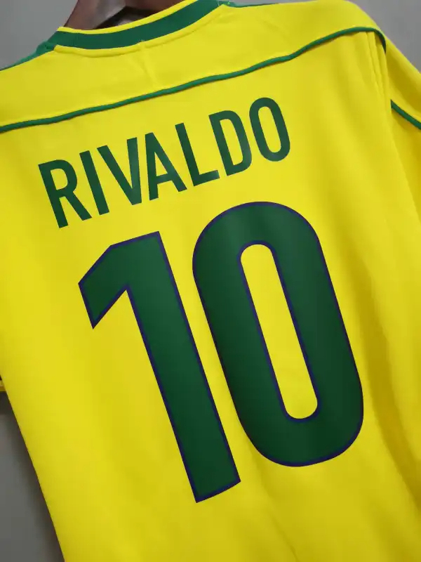 Brazil Retro Jersey Custom Home Soccer Jersey 1998 - Image 4