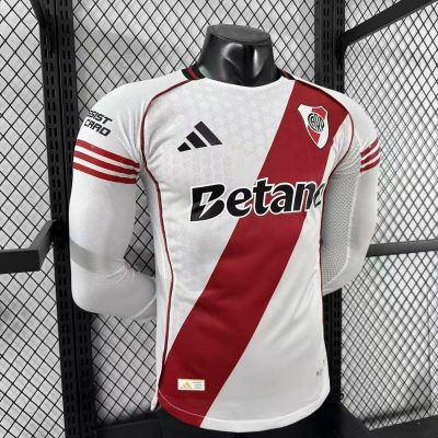 Alternative view of River Plate Soccer Jersey Home Long Sleeve Shirt 2025/26 - With Sponsors