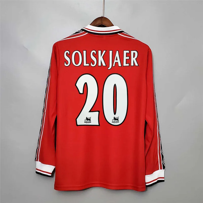 Manchester United Retro Home Long Sleeve Football Jersey Shirt 1998/99 - Image 4