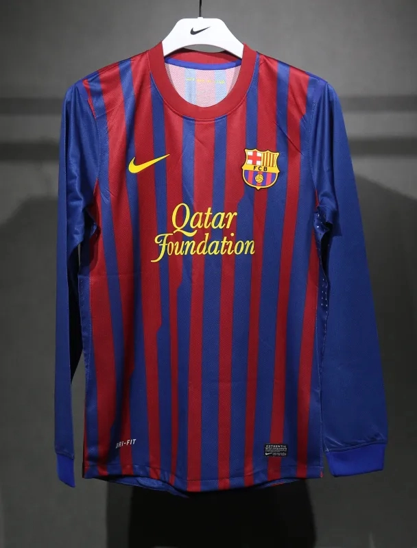 Barcelona Retro Jersey Home Long Sleeve Soccer Shirt 2011-12 - Image 4