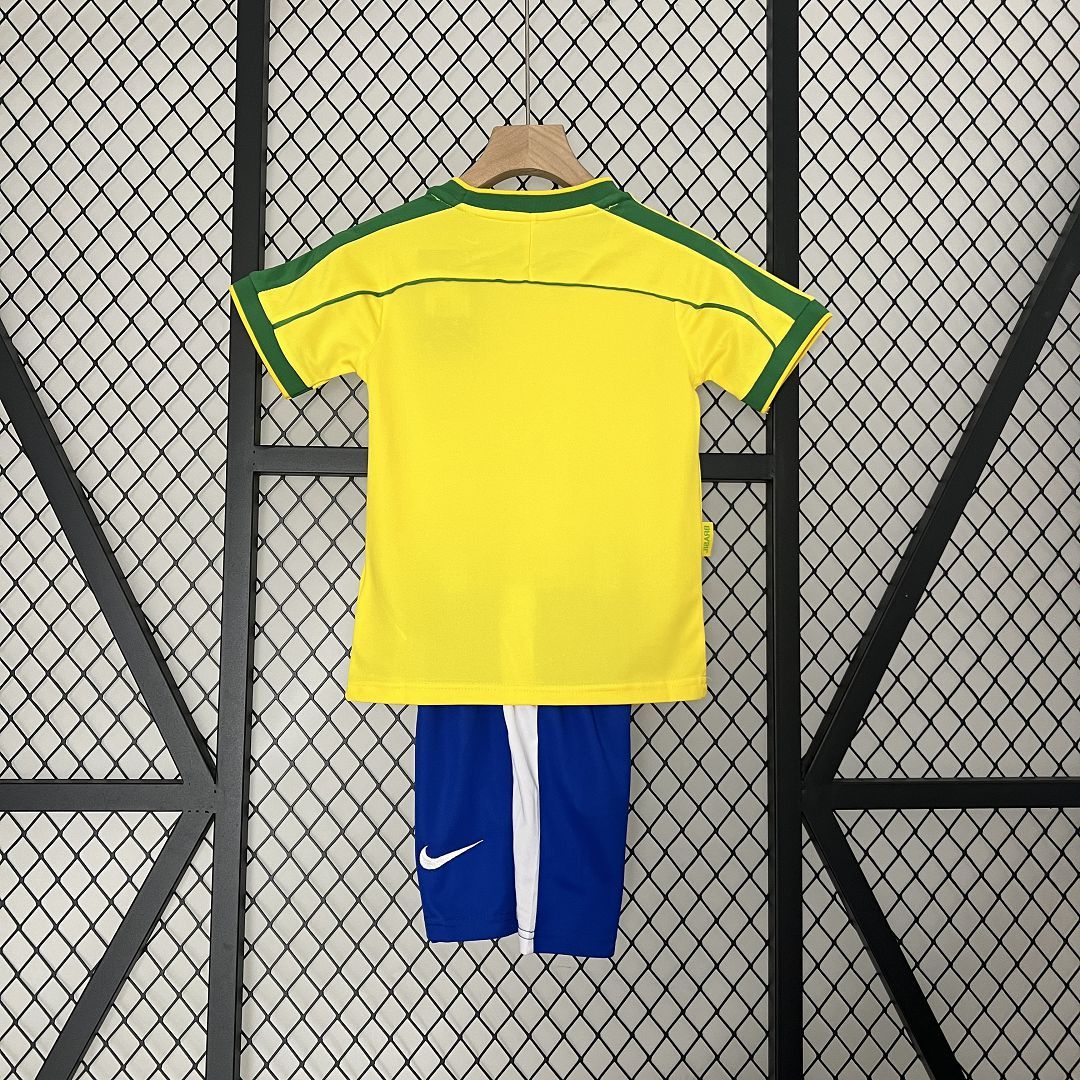 Brazil Retro Jersey Home Uniform Kids Kit Jersey+Shorts World Cup 1998 - Image 2