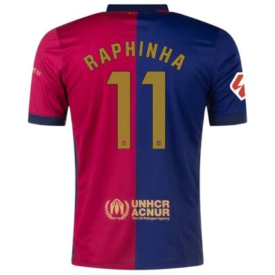 RAPHINHA #11 Barcelona Home Soccer Jersey 2024/25 - Spotify Logo Without Text