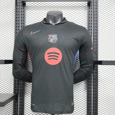 Barcelona Away Soccer Jersey Long Sleeve2024/25 - Spotify Logo Without Text