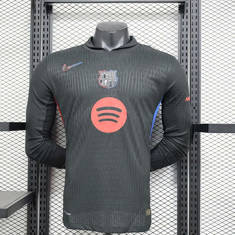 Barcelona Away Soccer Jersey Long Sleeve2024/25 - Spotify Logo Without Text