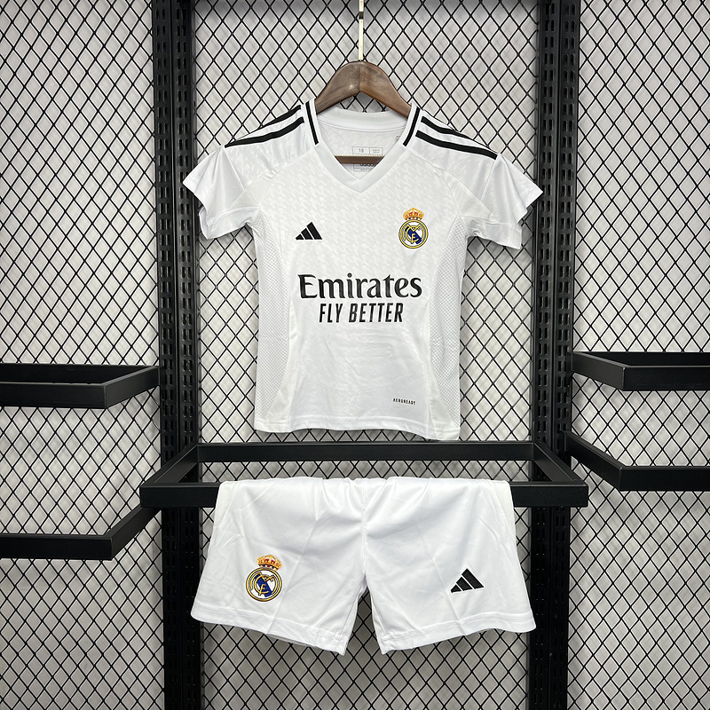 Real Madrid Home Soccer Uniform Kids Kit Jersey+Shorts 2024/25