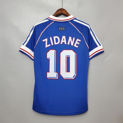 Zidane#10 France Retro Soccer Jersey Home Shirt World Cup 1998