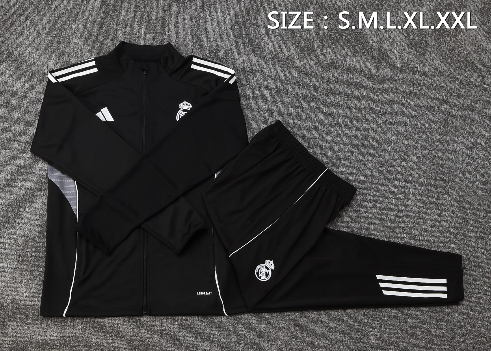 Real Madrid Training Kit (Jacket+Pants) Black 2025/26 - Image 2