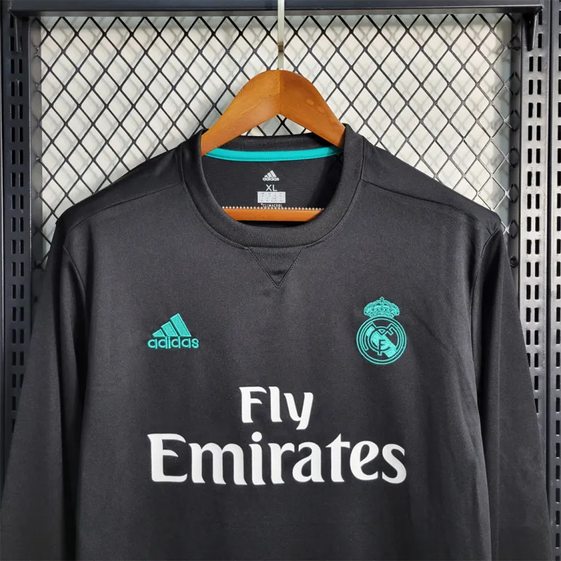 Real Madrid Retro Jersey Away Long Sleeve Soccer Shirt 2017/18 - Image 5