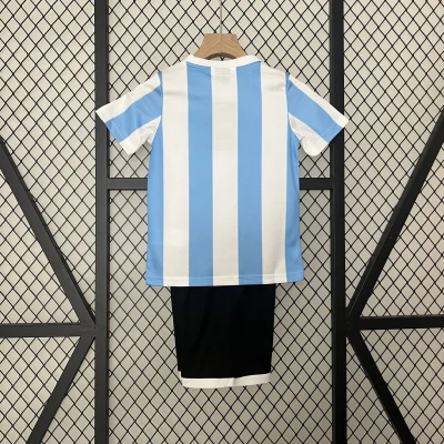 Alternative view of Argentina Retro Home Soccer Uniform Kids Kit Jersey+Shorts 1986